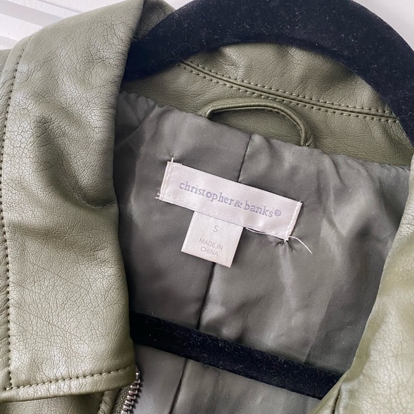 Women’s Olive Green Leather Jacket - Picture 3 of 4